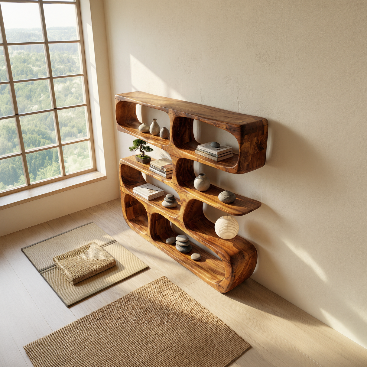 Minimalist Modern Sculptural Bookshelf Living Room Decor