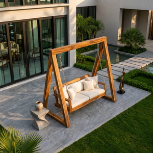 Freestanding Wooden Garden Swing Luxury Outdoor Living