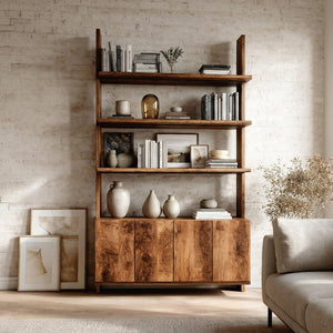 Modern Bookshelf With Open Shelf And Drawers For Living