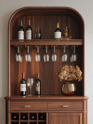 Mid Century Arched Wine Cabinet For Kitchen