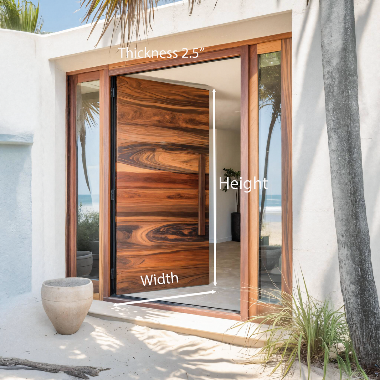 Coastal Pivot Entry Door With Grain Detail For Beach House