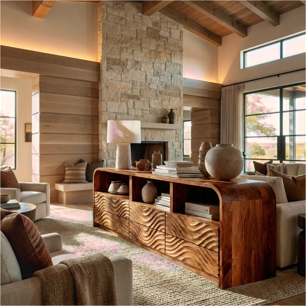 Luxury Solid Wood Sideboard For Living Room