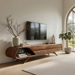 Mid Century Modern Wood TV Console For Living Room