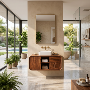 Mid Century Floating Vanity With Storage For Bathroom