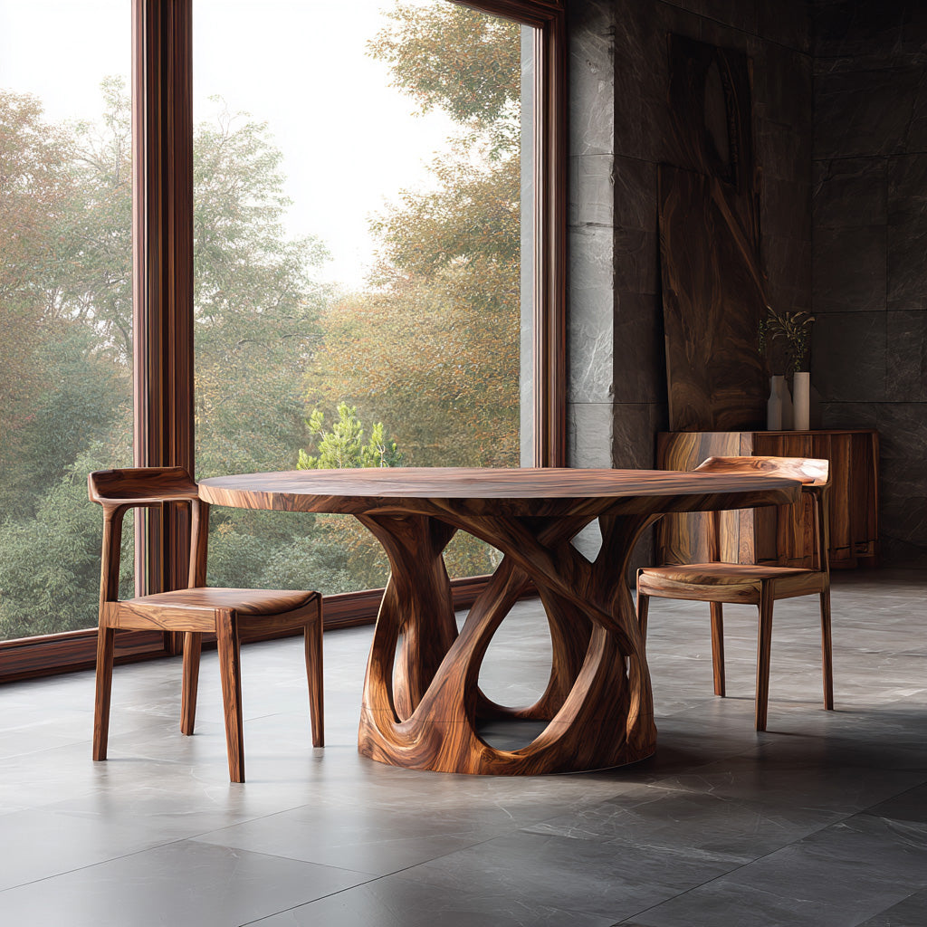Modern Sculptural Leg Round Dining Table For Breakfast Nook