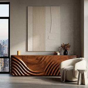 Modern Wooden Sideboard With Carved Door For Minimalist Living Space