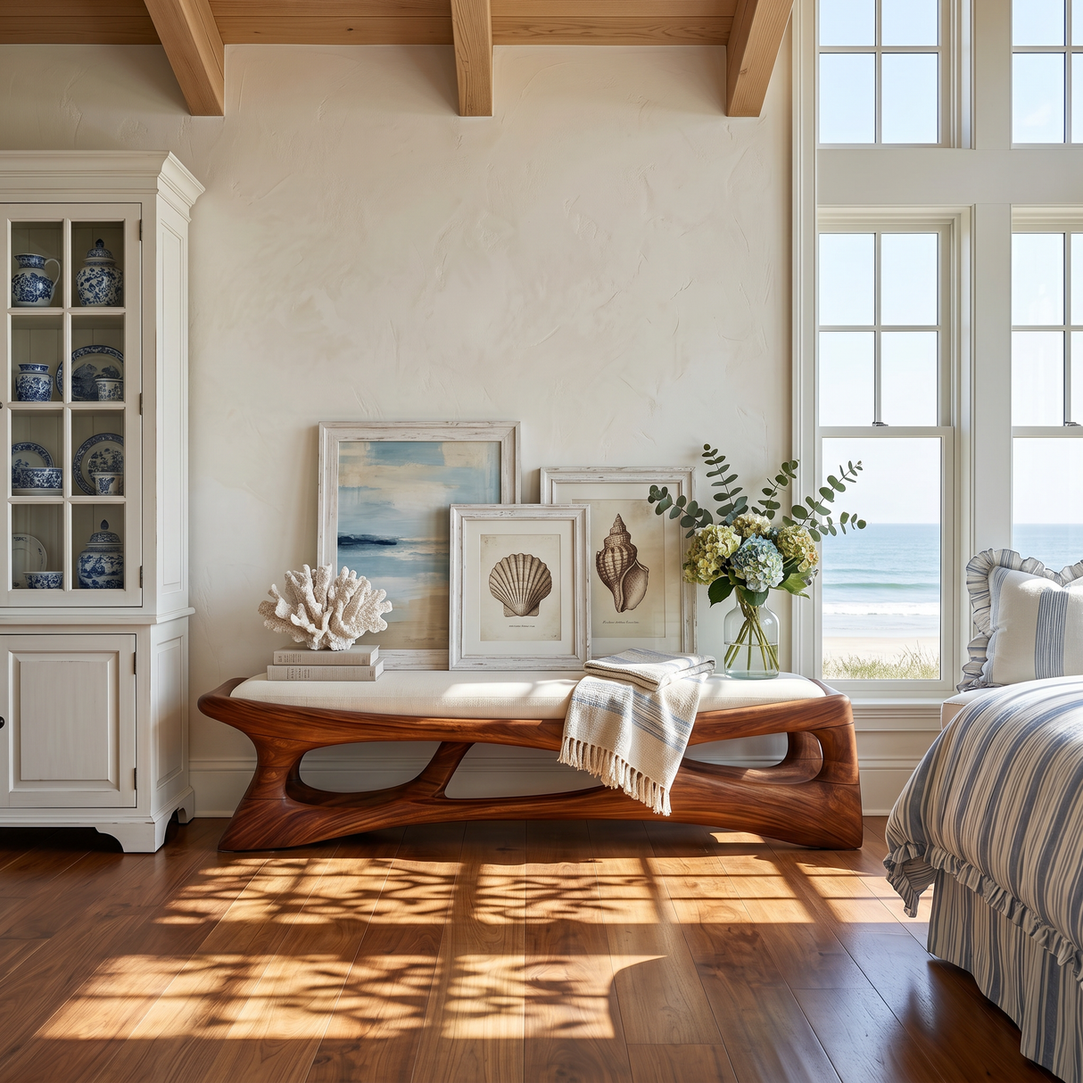 Scandinavian Wooden Bench Lake House