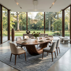 Contemporary Open Base Oval Dining Table For Dining Room