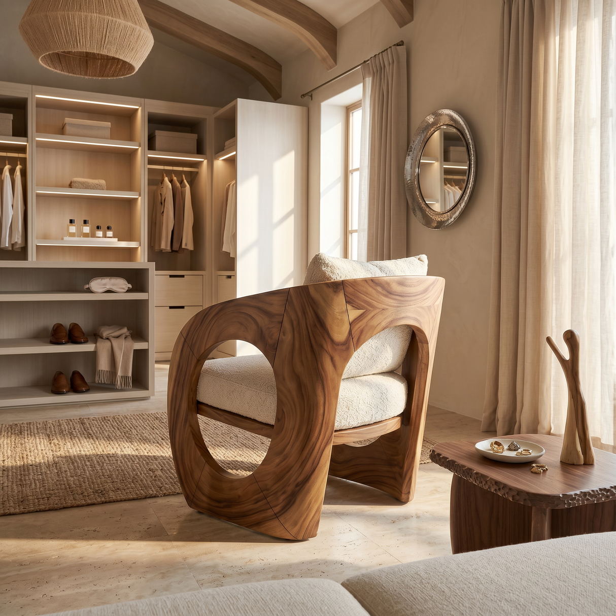 Tropical Organic Modern Wooden Chair Garden Lounge