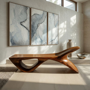 Luxury Wooden Bench With Fish Tail Shape For Living Room