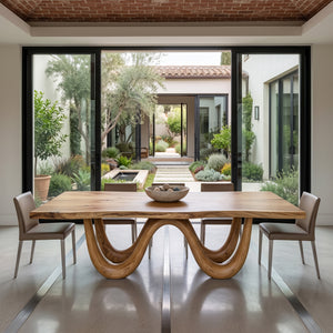 Organic Dining Table With Two Wavy Legs For Dining Room