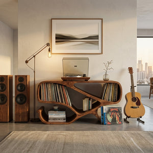 Modern Wooden Record Player Cabinet With Compartments For Living Room