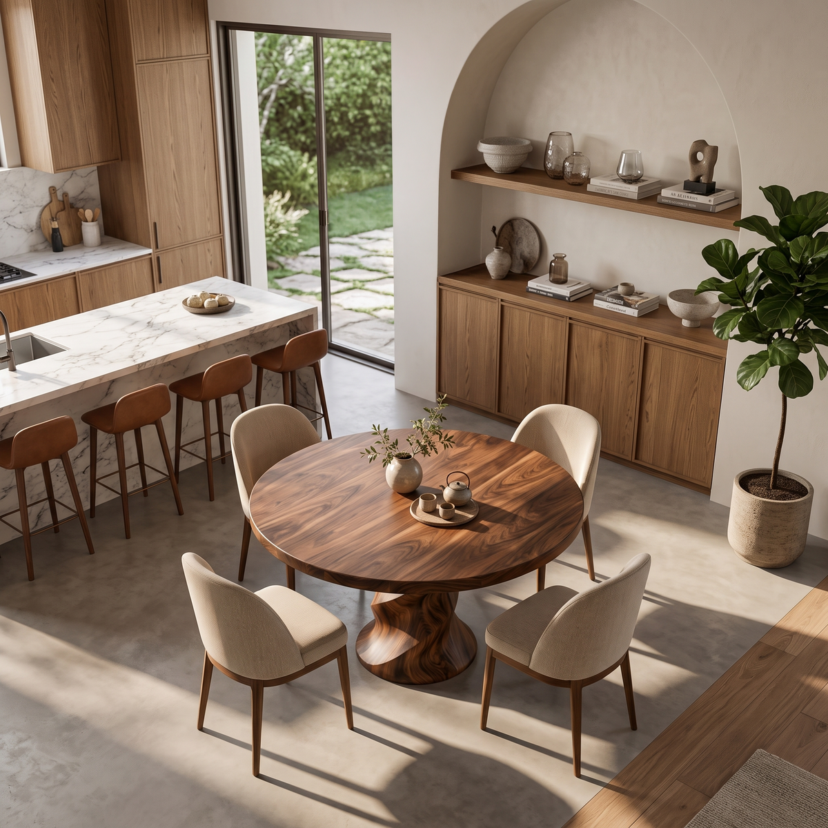 Organic Dining Table With Helix Base For Designer Dining Space