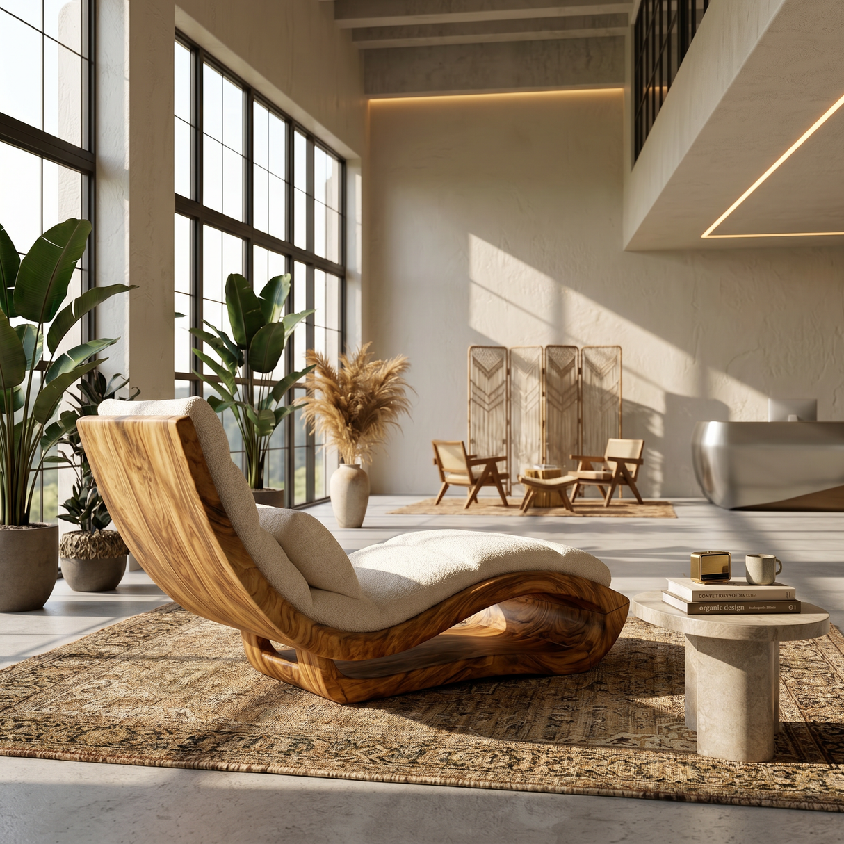 Organic Modern Wooden Daybed Minimalist Luxury Interior Design