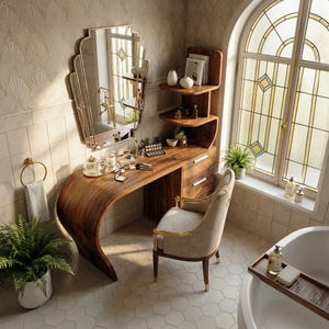 Boho Makeup Vanity Desk Bedroom Dressing Area Beauty Space
