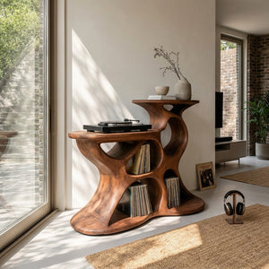 Modern Record Player Cabinet Sculptural Design For Living Room