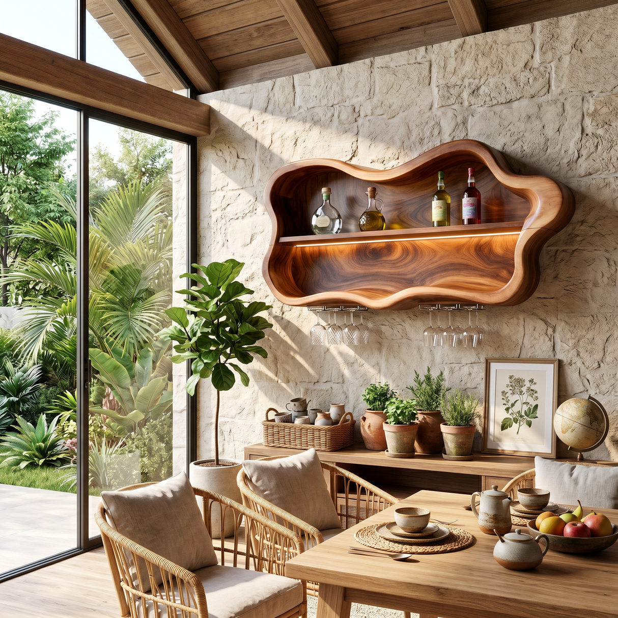 Modern Glass Holder Wine Holder For Open Dining Area