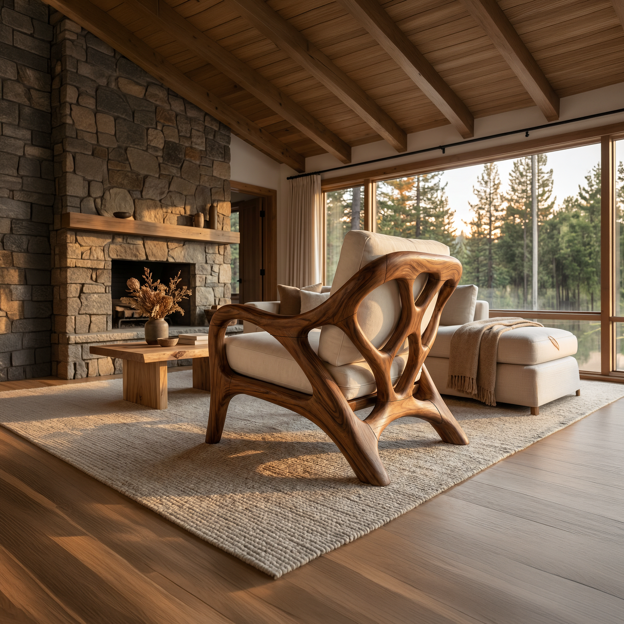Organic Modern Sculptural Lounge Chair Luxury Living Room