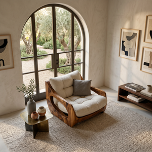 Modern Organic Lounge Seating With Carved Form For Living Room