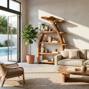 Organic Wooden Bookshelf Tree Inspired For Living Room