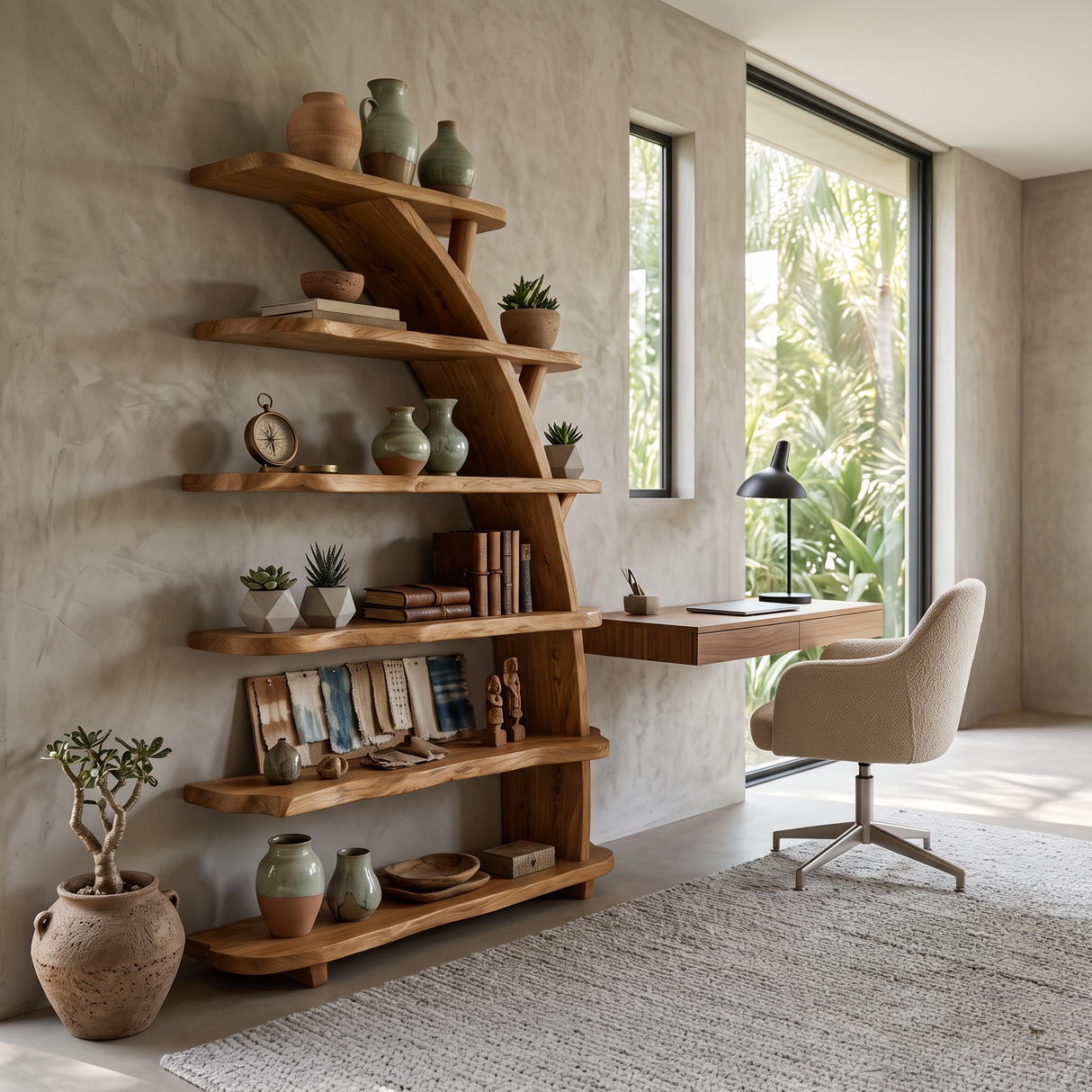 Contemporary Bookshelf Curved Tree For Luxury Home Office