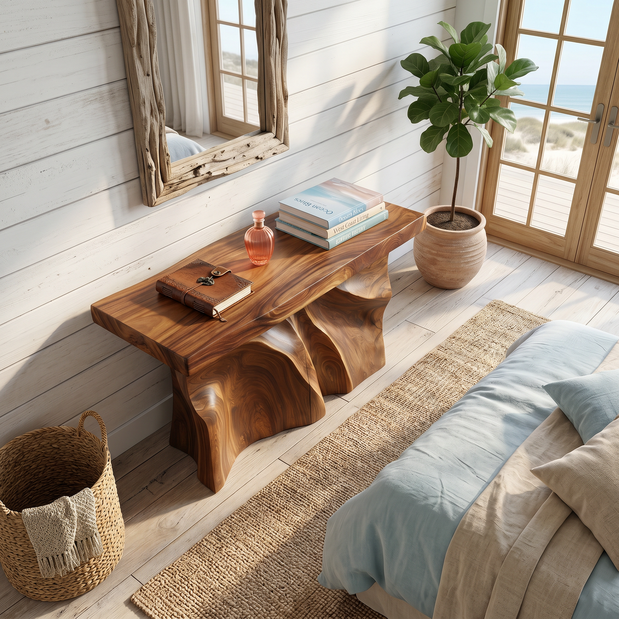 Modern Organic Edge Console Table For Entryway Interior Space