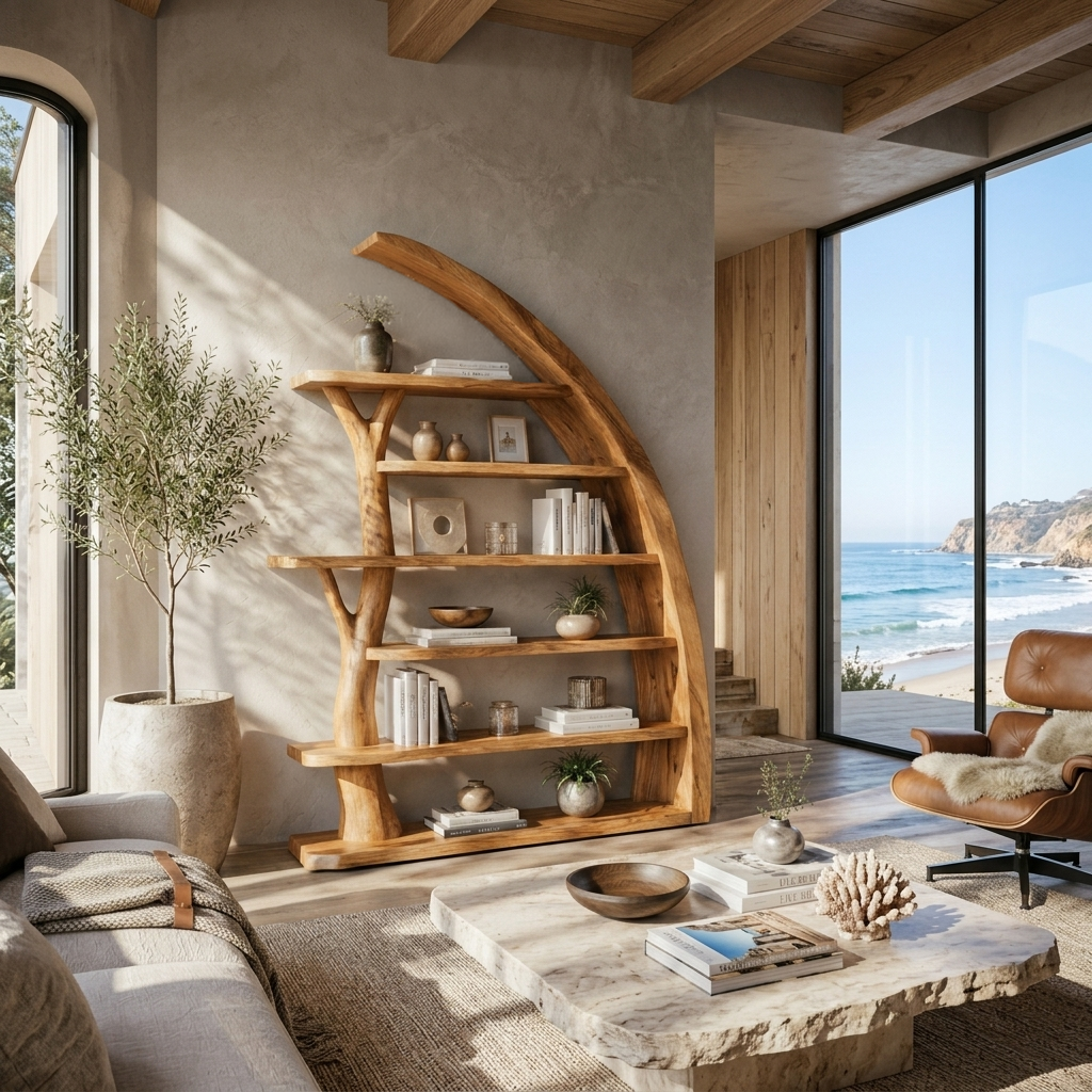 Modern Asymmetrical Tree Bookshelf Open For Contemporary Interior