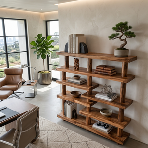 Modern Bookcase Organic Display Shelf For Living Room