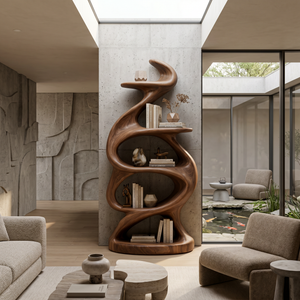 Organic Sculptural Flow Bookcase For Contemporary Home