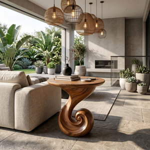 Scandinavian Spiral Side Table Modern Family Room