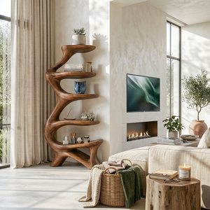Organic Bookshelf Flowing Curved For Luxury Interior