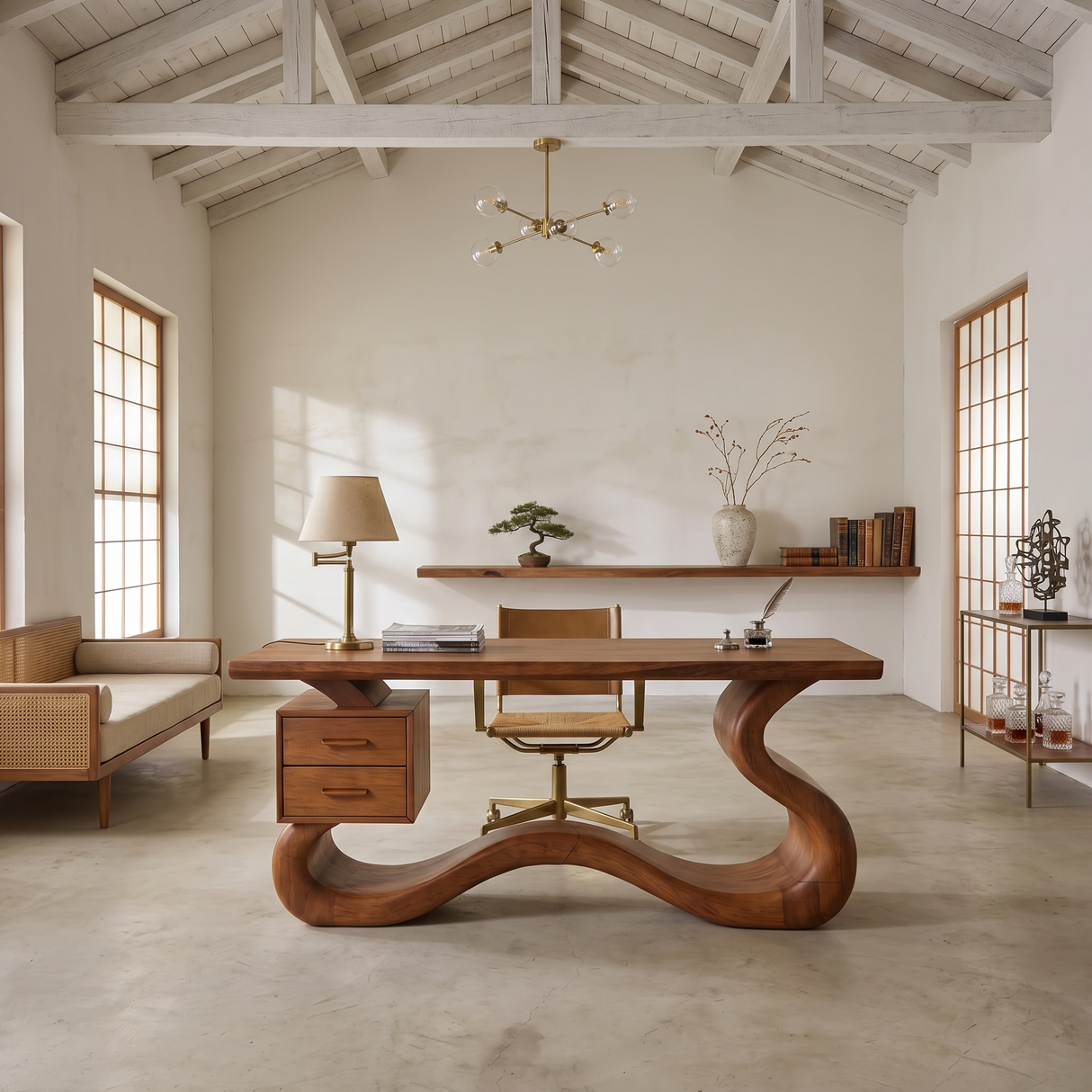 Scandinavian Organic Desk For Workspace Interior Space