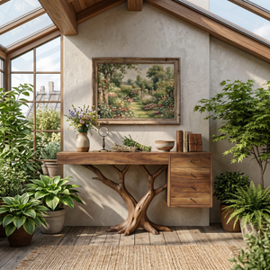 Organic Floating Console Table Designer Entryway