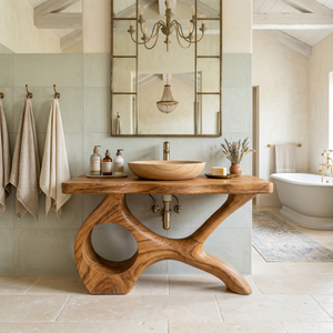 Floating Natural Wood Vanity Unit For Master Bath