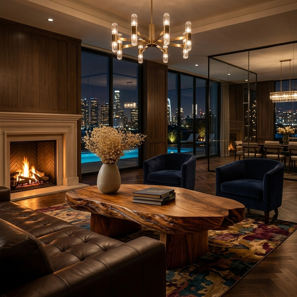 Modern Handcrafted Coffee Table Low Design For Living Room