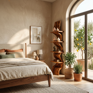 Modern Curved Floating Shelf For Statement Living Room