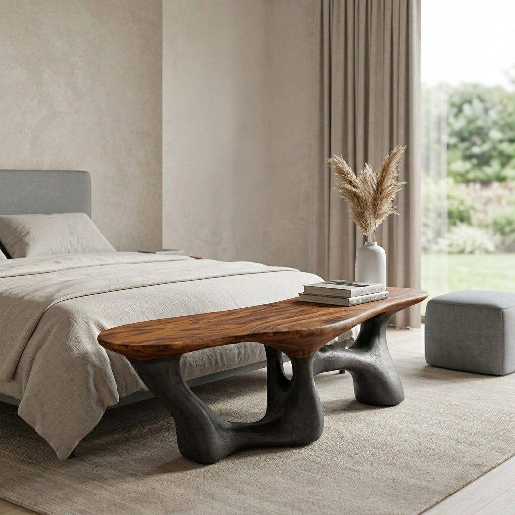 Modern Natural Wood Bench For Living Room Decor
