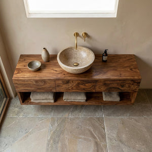 Contemporary Wooden Floating Bathroom Vanity With 3 Drawers For Bathroom