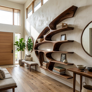 Artistic Wooden Wall Bookshelf For Living Room Decor