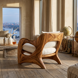 Resort-Inspired Sculptural Lounge Chair with Contemporary Elegance