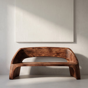 Minimalist Wooden Bench With Backrest For Living Room