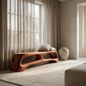 Modern Wooden Bench With 2 Tiers For Living Room