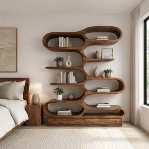 Organic Sculptural Bookcase For Designer Living Room