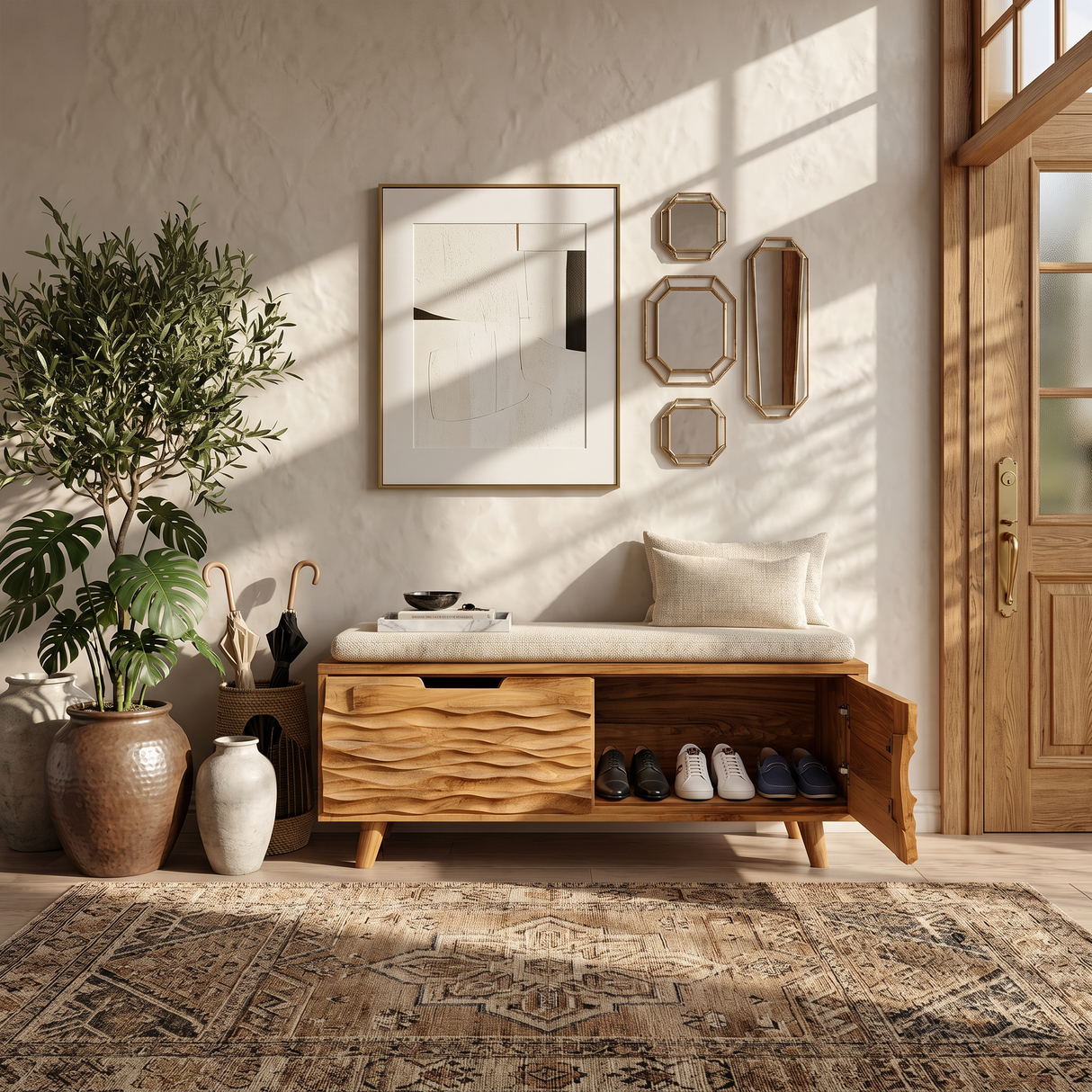 Rustic Shoe Storage Cabinet For Entryway Hallway Mudroom Placement
