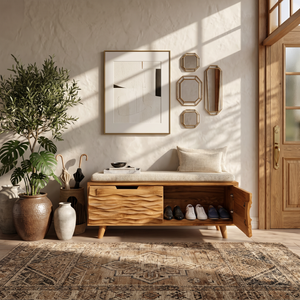 Rustic Shoe Storage Cabinet For Entryway Hallway Mudroom Placement