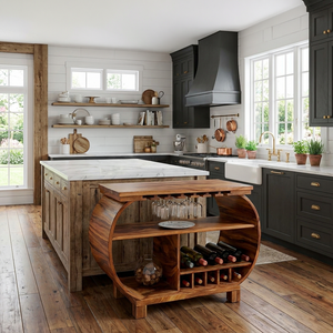 Modern Wooden Bar Cabinet With Glass Holder For Kitchen Island