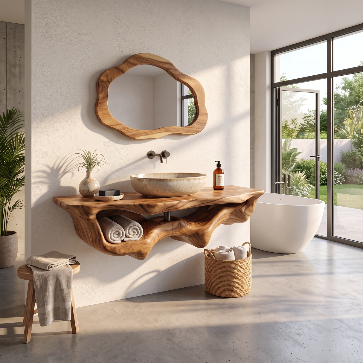 Mid Century Live Edge Floating Vanity Best Bathroom Decor