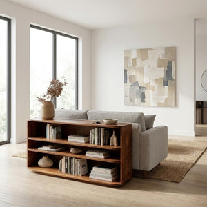 Minimal Natural Wood Console Table For Living Room Storage