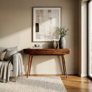 Mid Century Natural Wood Console Table For Hallway Decor