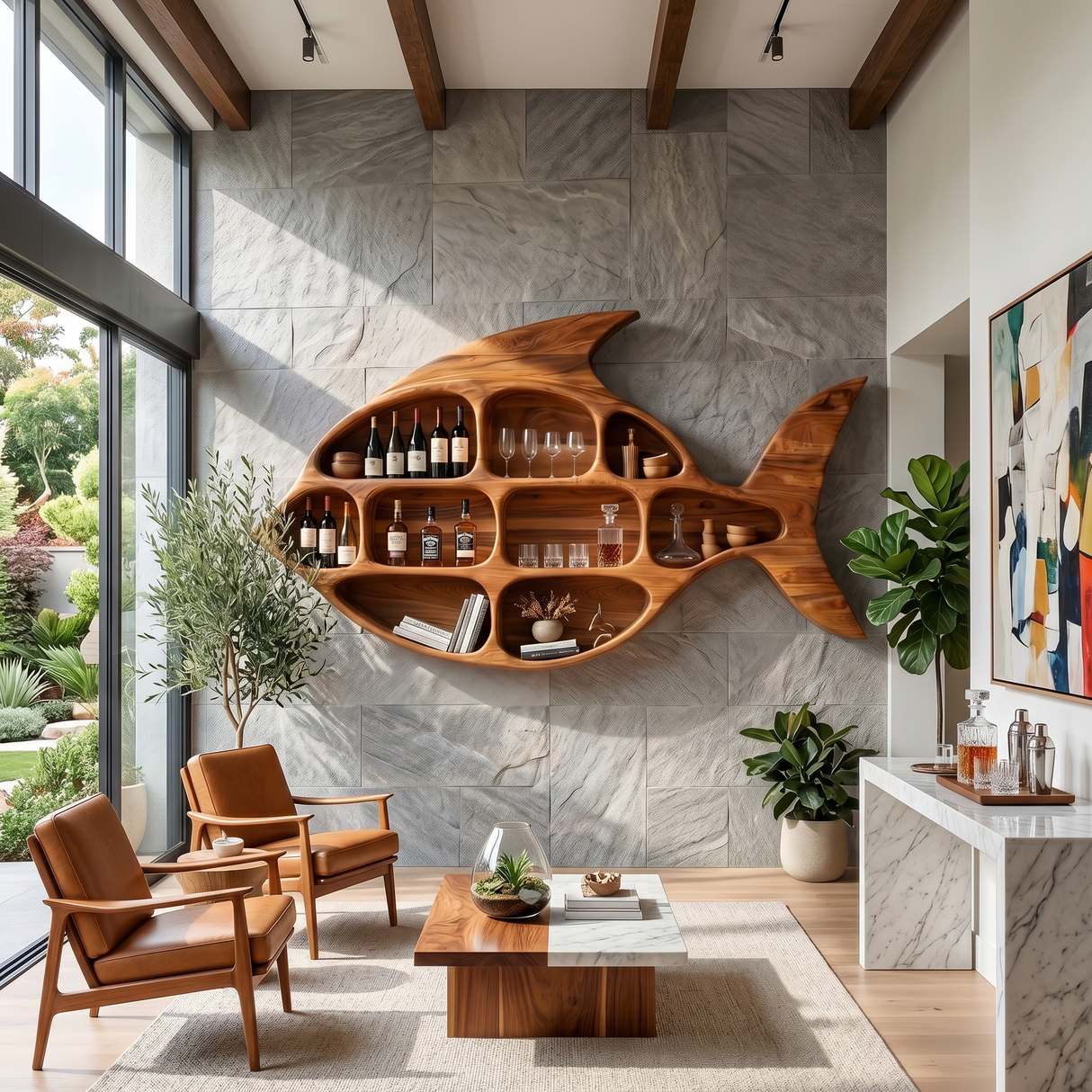 Rustic Wall Wine Rack For Home Lounge Wine Organizer
